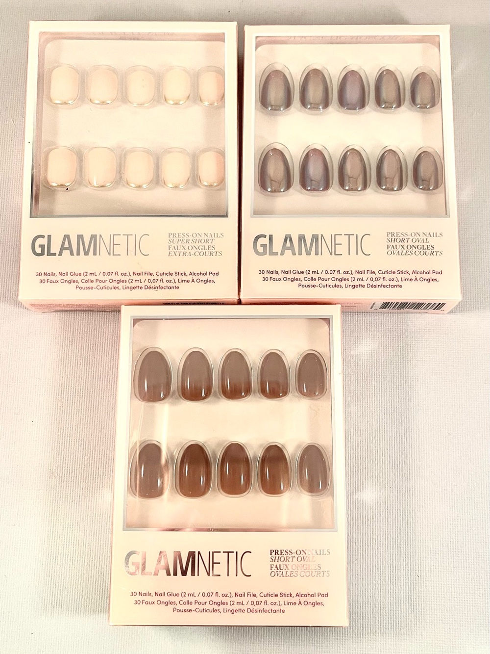 Glamnetic Trio Pack — Blush Pink, Brown opalescent, Dark brown Press-On Nails 1